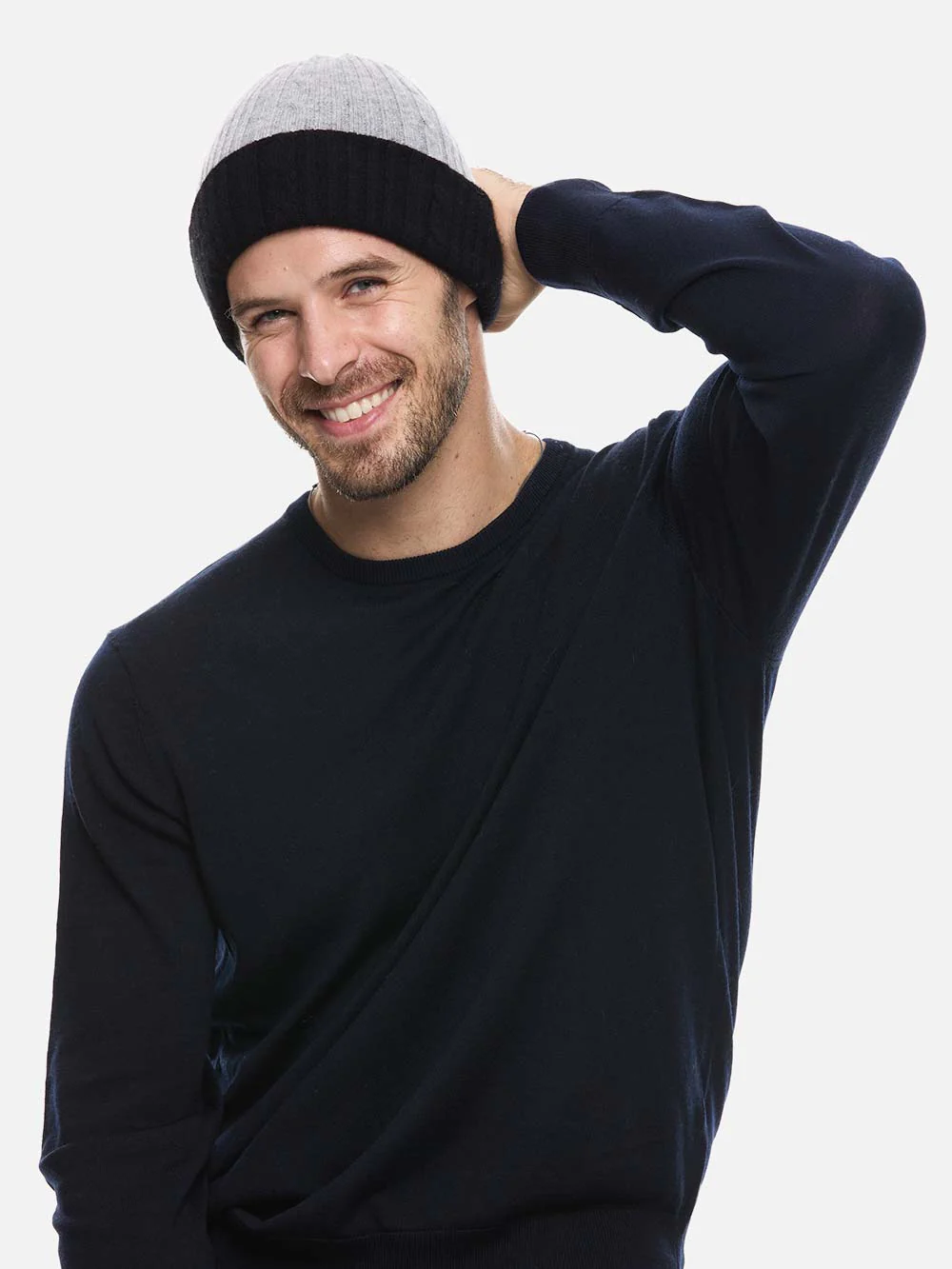 4-Way Cashmere Beanie - Black/Gray - Image 3