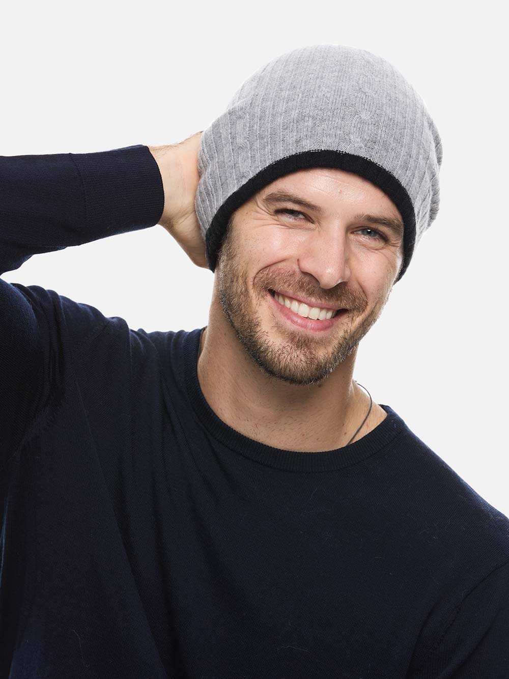 4-Way Cashmere Beanie - Black/Gray - Image 4