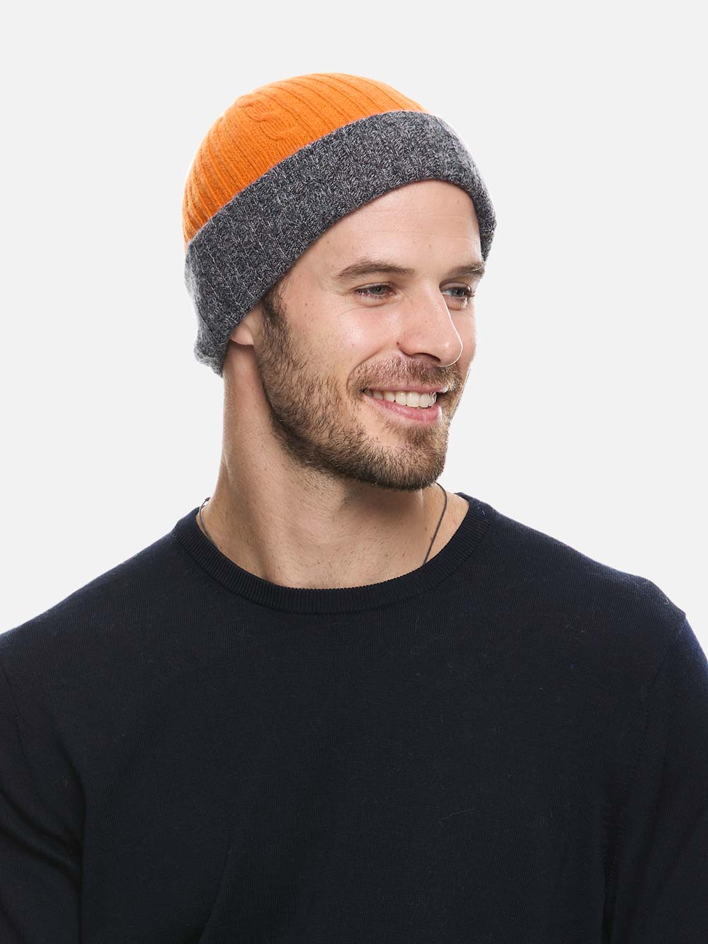 4-Way Cashmere Beanie - Gray/Orange - Image 4