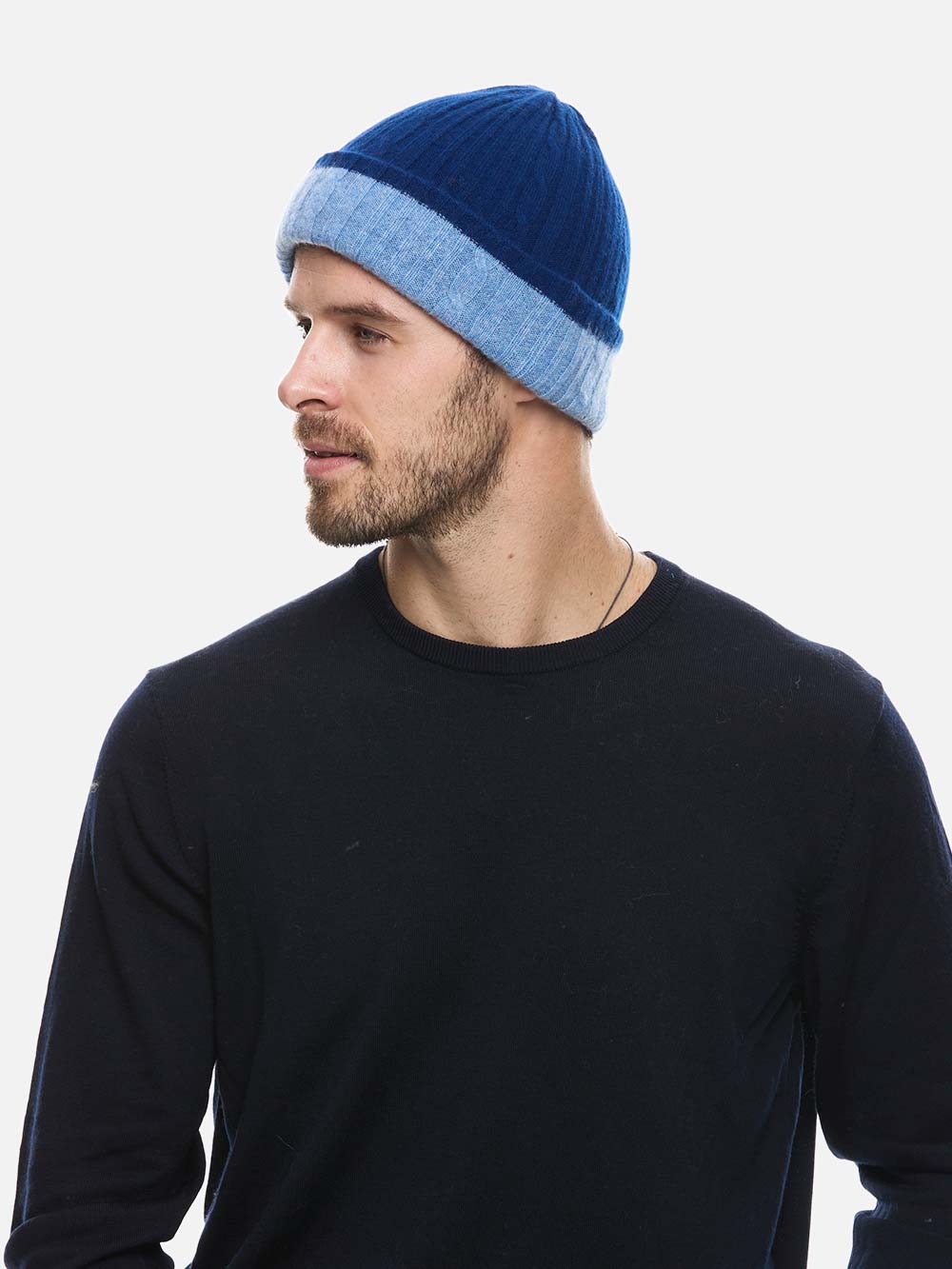 4-Way Cashmere Beanie - Navy/Blue - Image 3