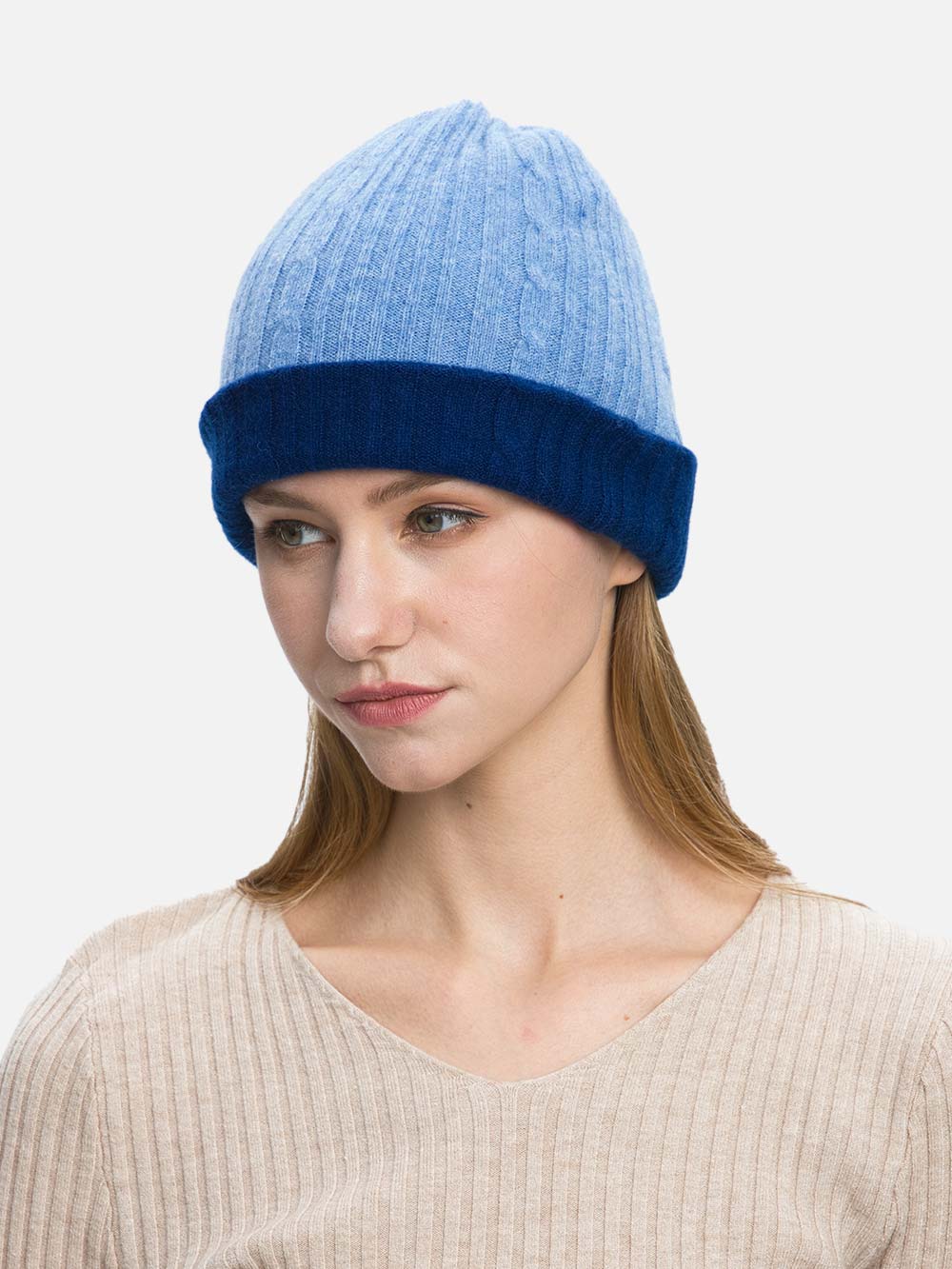 4-Way Cashmere Beanie - Navy/Blue - Image 4