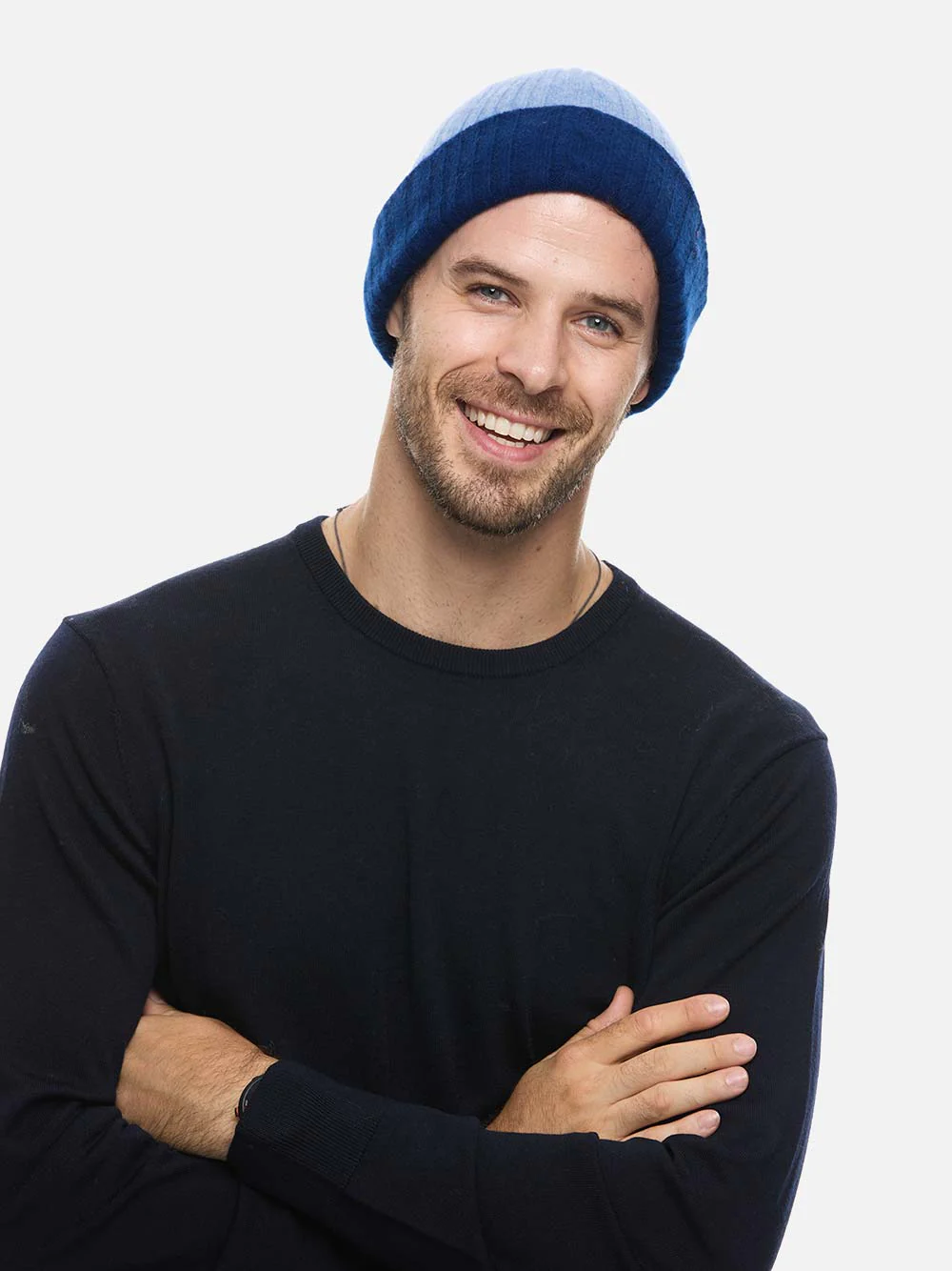 4-Way Cashmere Beanie - Navy/Blue - Image 5
