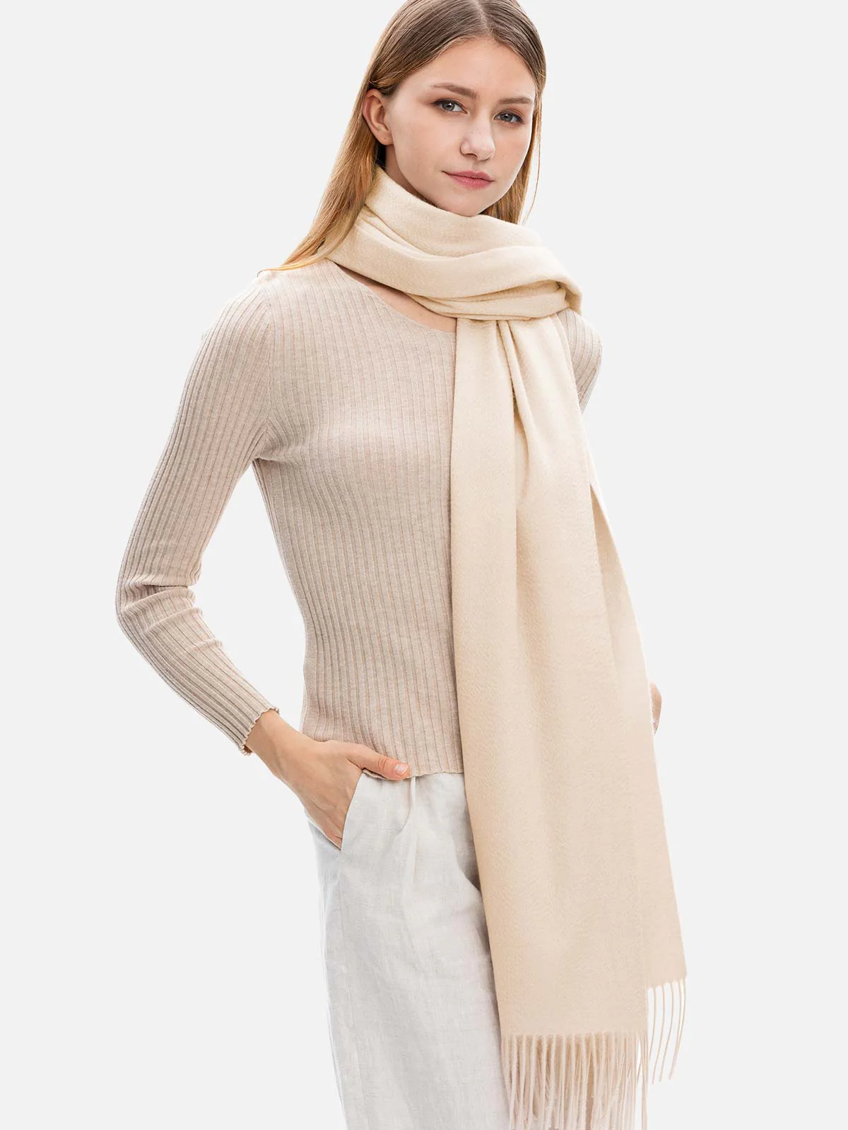 Almond Cashmere Wrap - Image 4