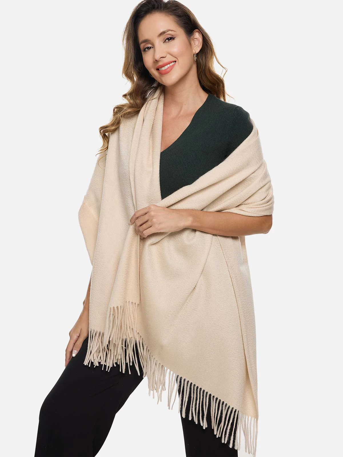Almond Cashmere Wrap - Image 6