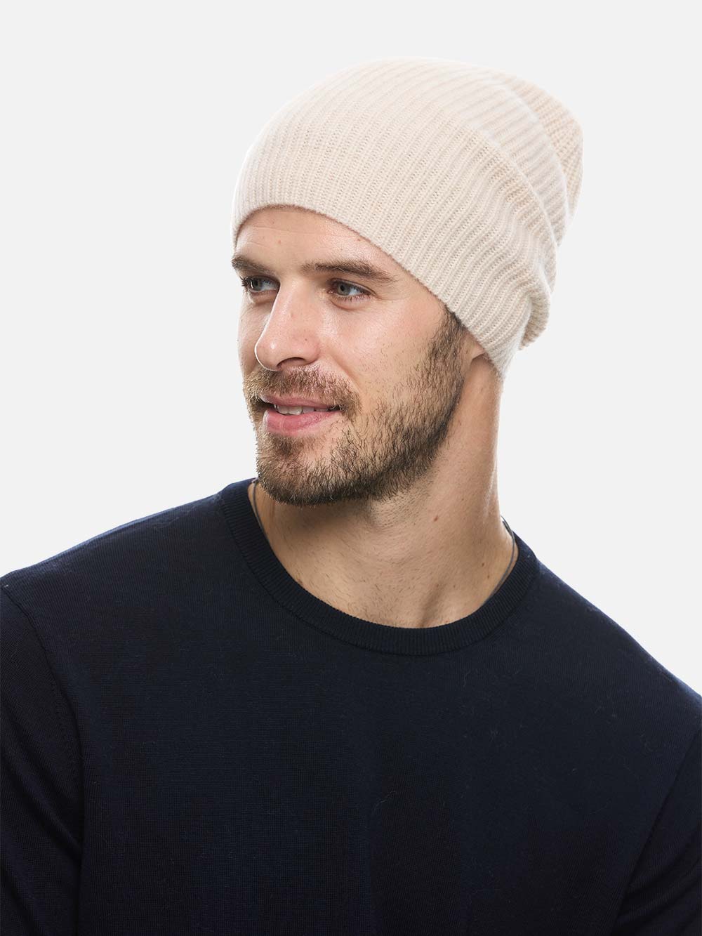 Beige Cashmere Beanie - Image 3