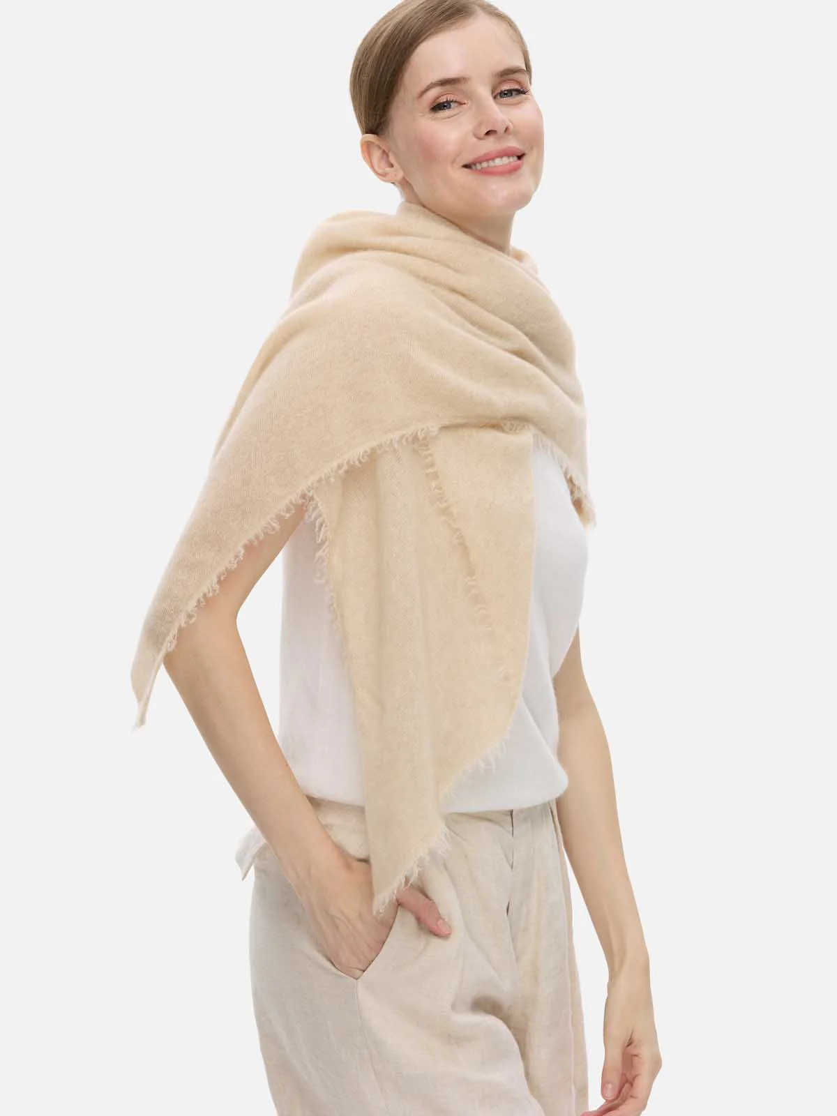 Beige CloudPuff Cashmere Scarf - Image 3