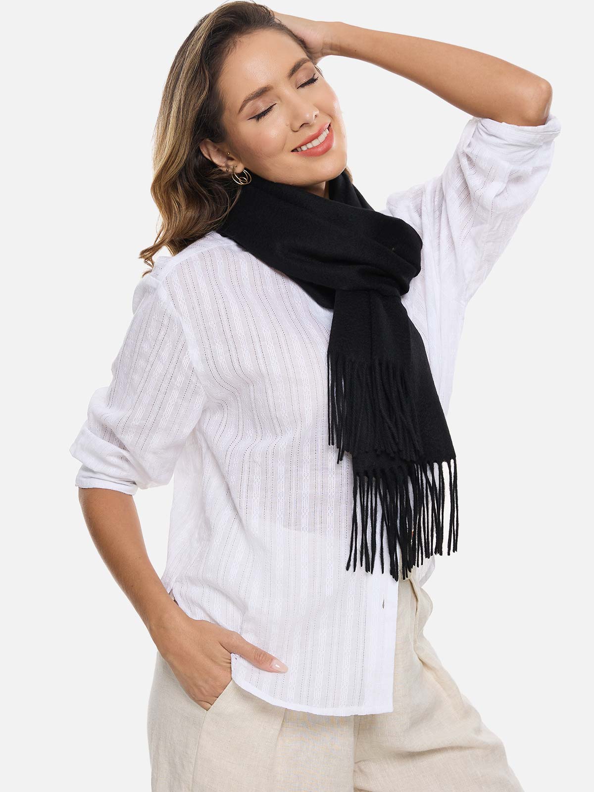 Black Cashmere Scarf - Image 4
