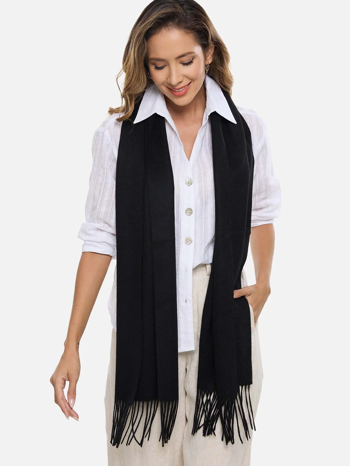 Black Cashmere Scarf - Image 5