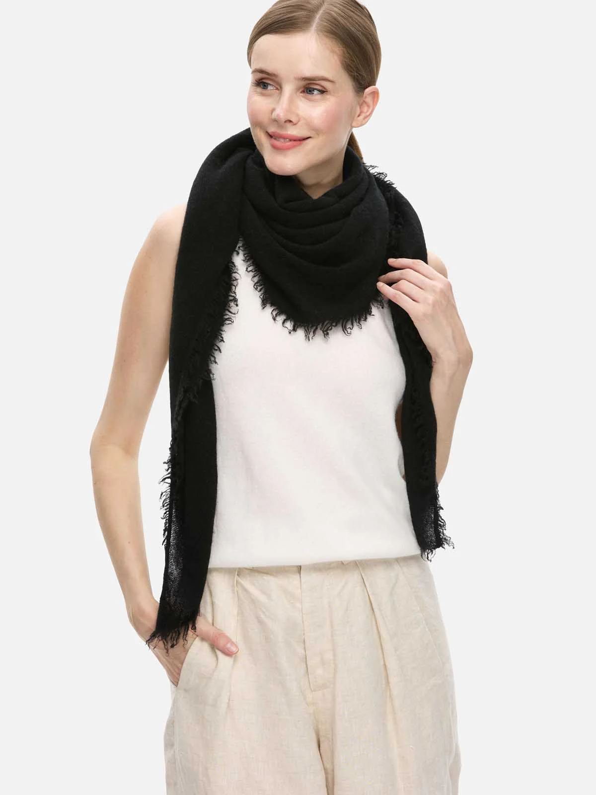 Black CloudPuff Cashmere Scarf - Image 4