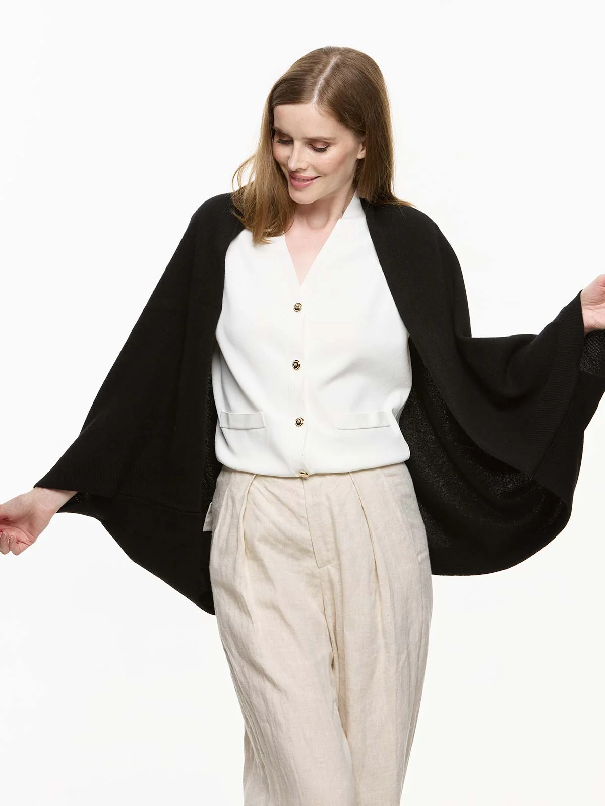 Black Wearable Cashmere Wrap - Image 3