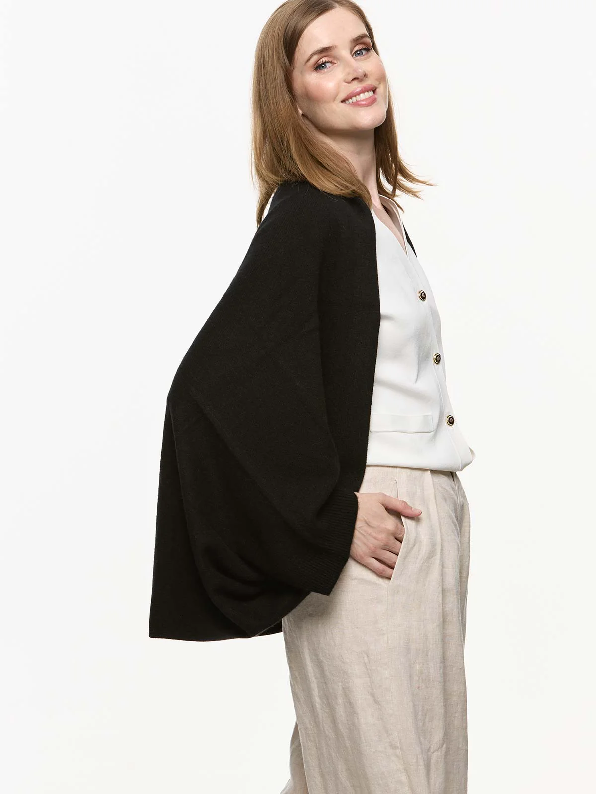 Black Wearable Cashmere Wrap - Image 4