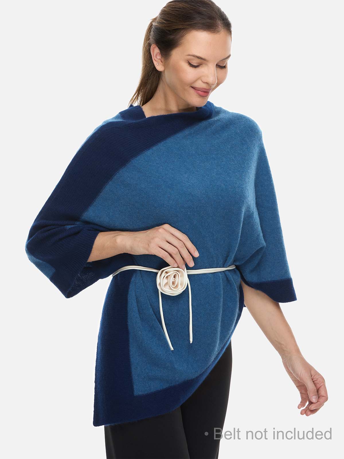 Blue Cashmere Poncho - Image 3