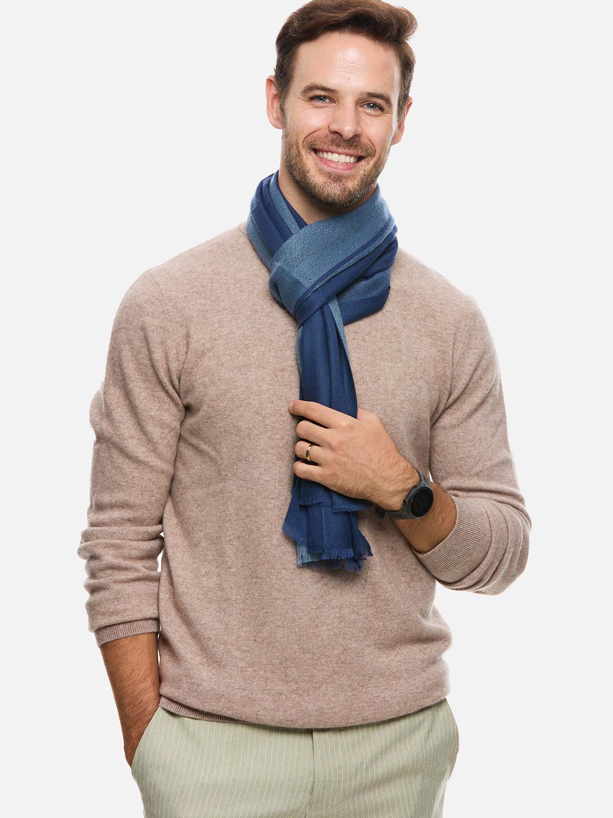 Blue Diamond Mens Cashmere Scarf - Image 3