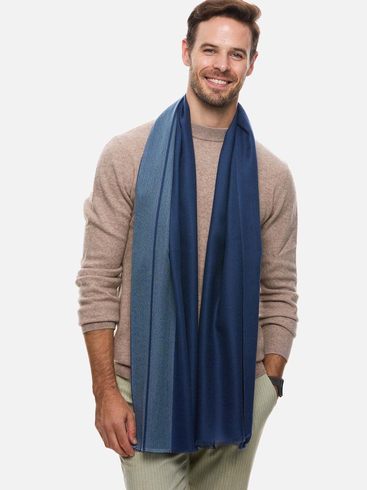 Blue Diamond Mens Cashmere Scarf - Image 4