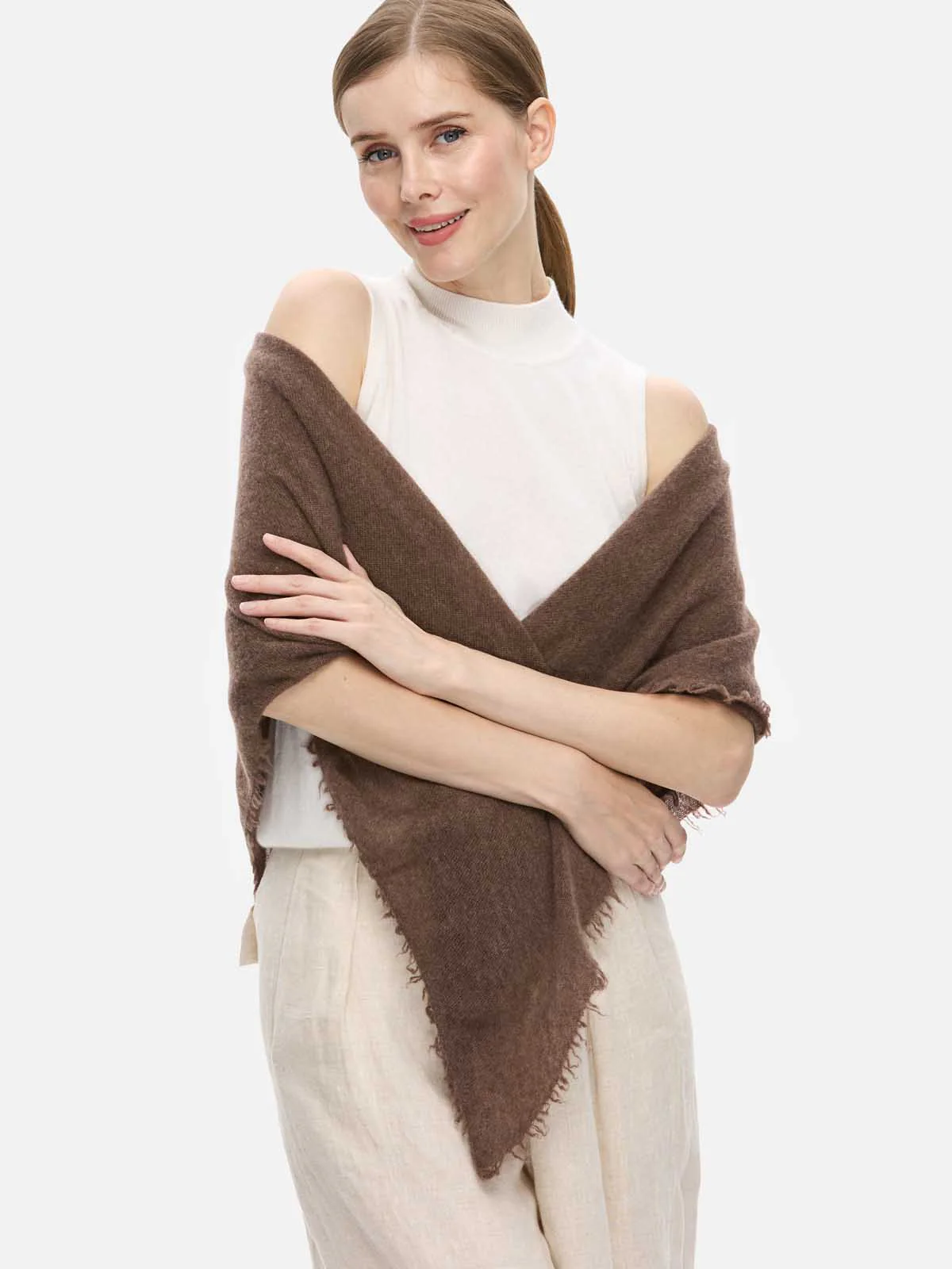 Brown CloudPuff Cashmere Scarf - Image 7