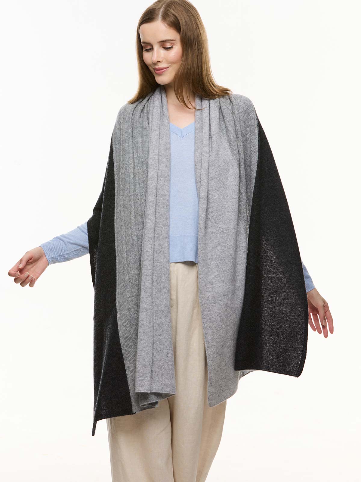 Black and Gray Cashmere Wrap - Image 5