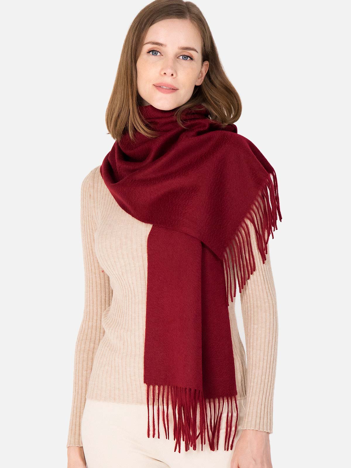Wine Red Cashmere Scarf - Image 3