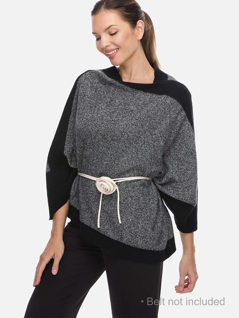 Charcoal Cashmere Poncho - Image 3
