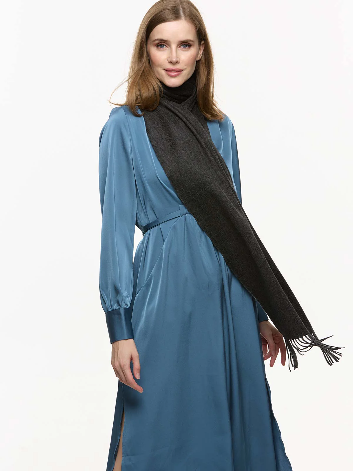 Charcoal Gray Cashmere Scarf - Image 4