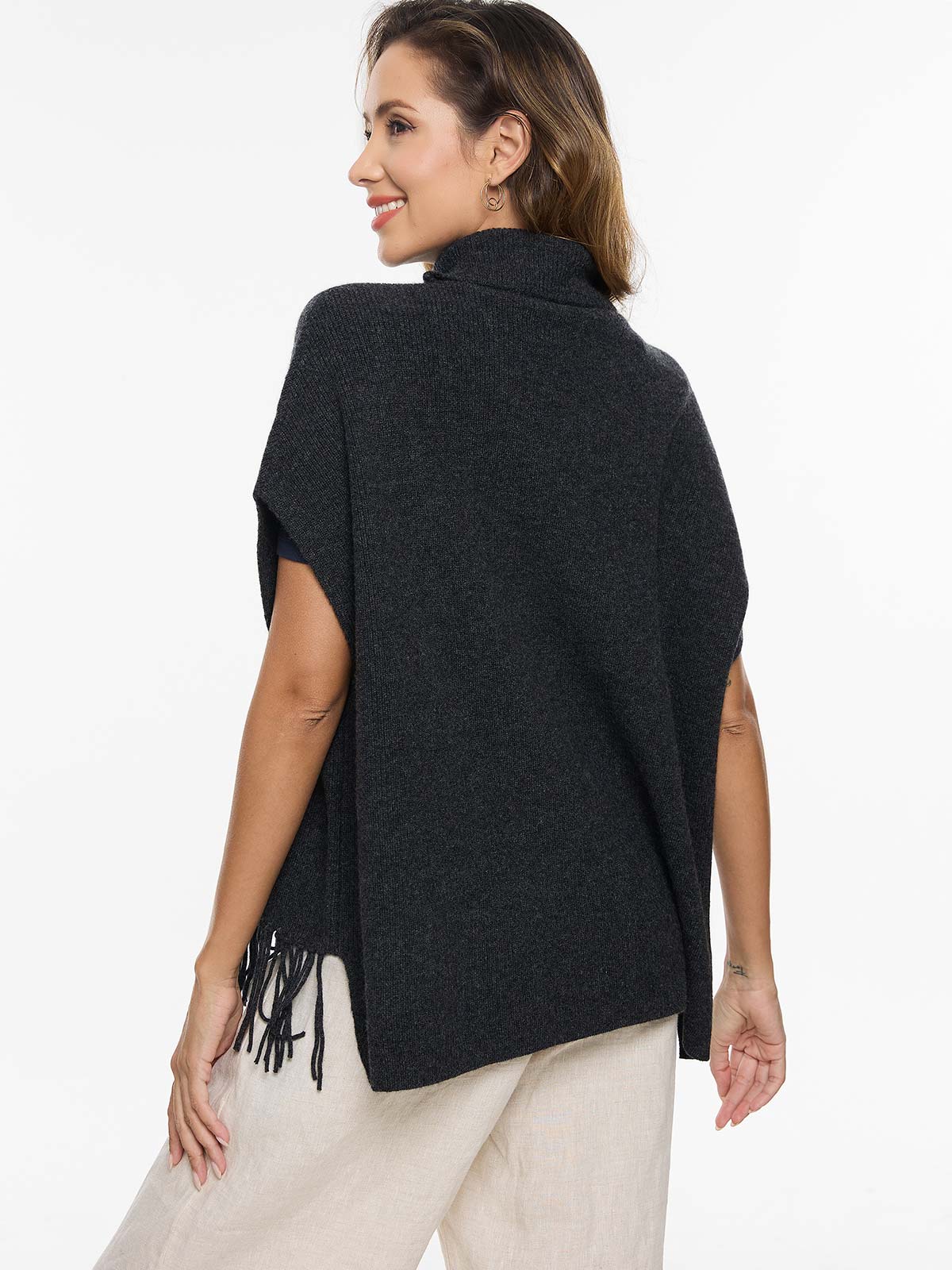 Charcoal Gray Oversized Cashmere Vest - Image 4