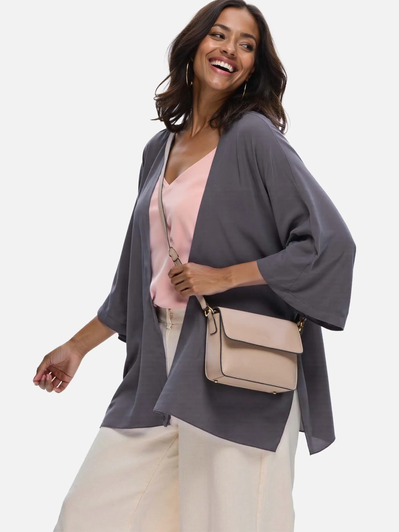 Charcoal Gray Silk Relax Cardigan - Image 5