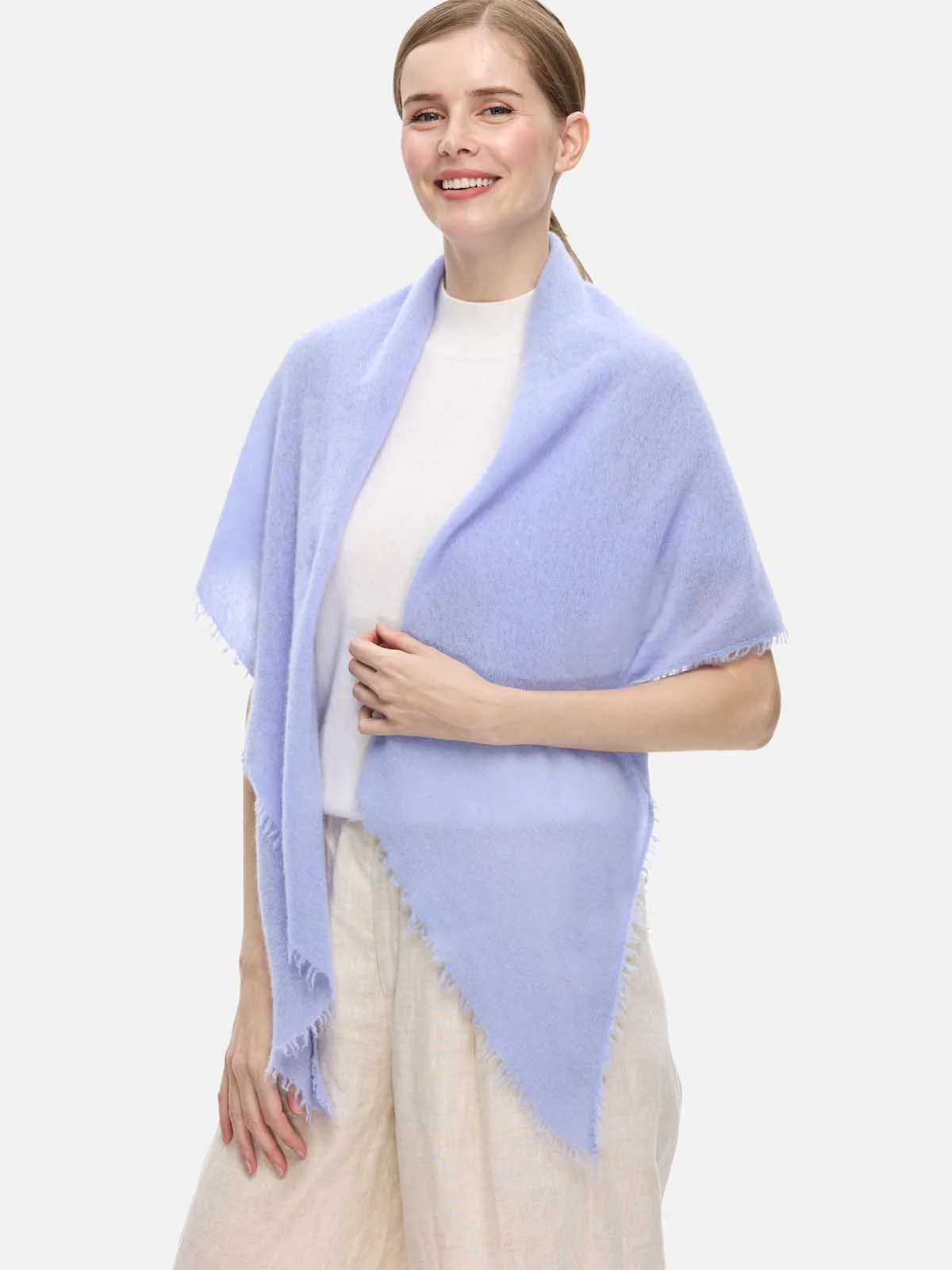 Cornflower Blue CloudPuff Cashmere Scarf - Image 3