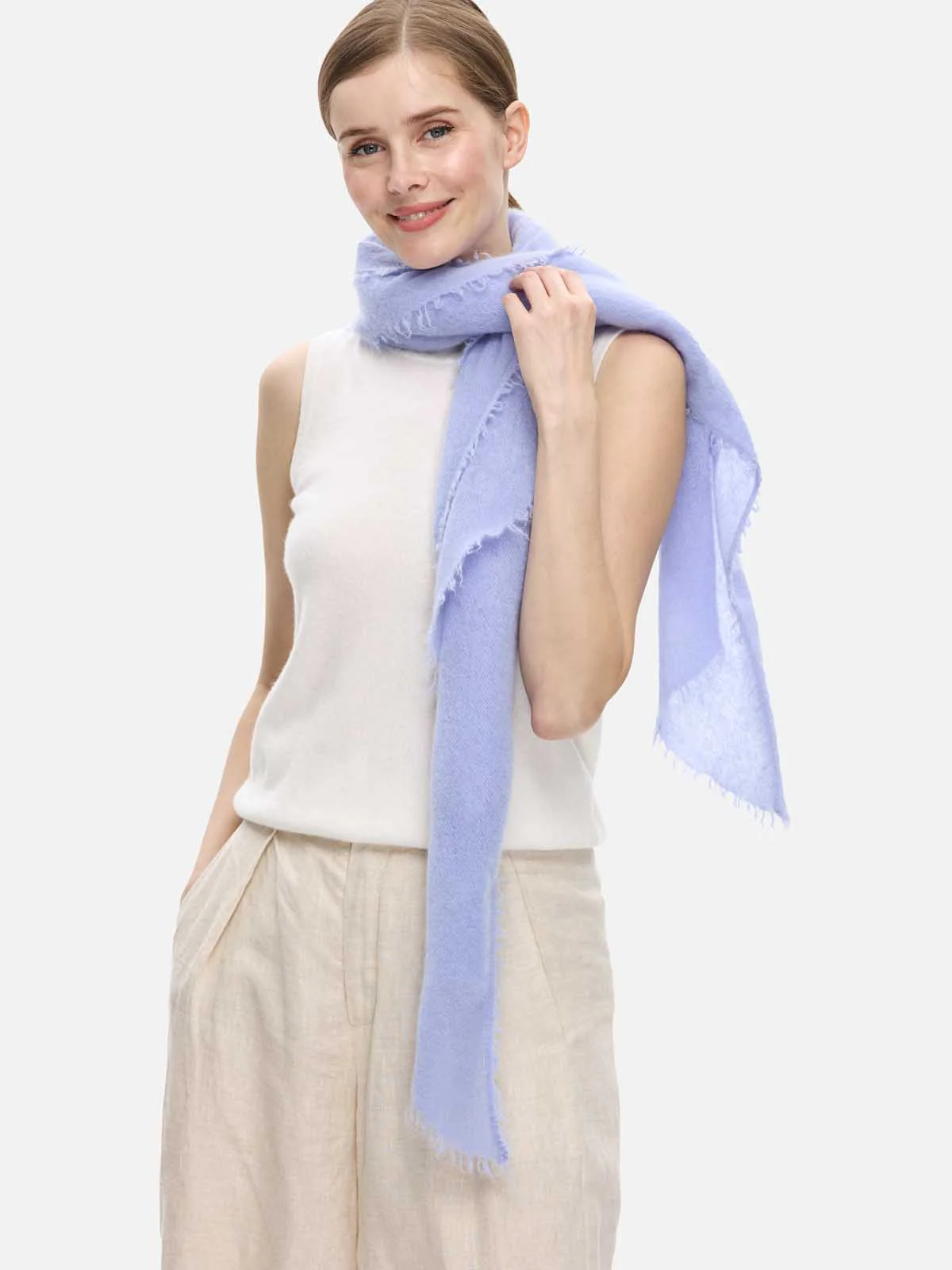 Cornflower Blue CloudPuff Cashmere Scarf - Image 5