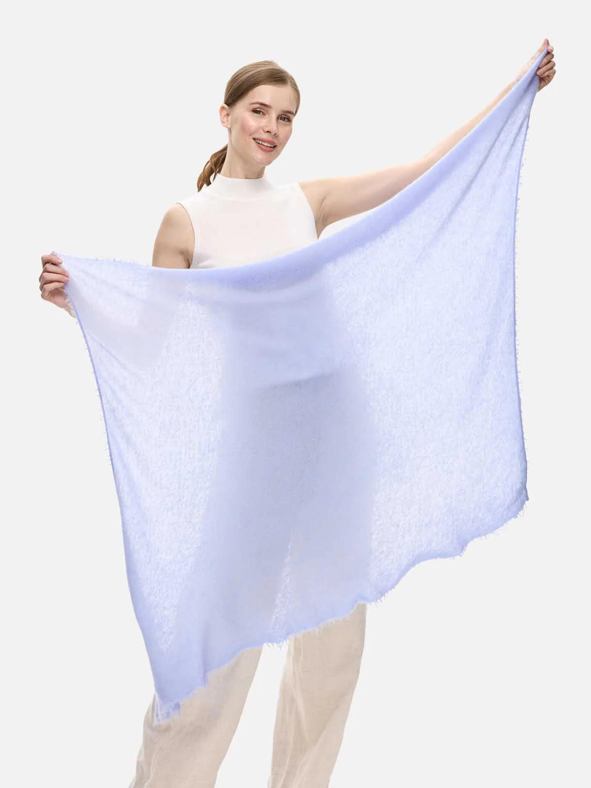 Cornflower Blue CloudPuff Cashmere Scarf - Image 6