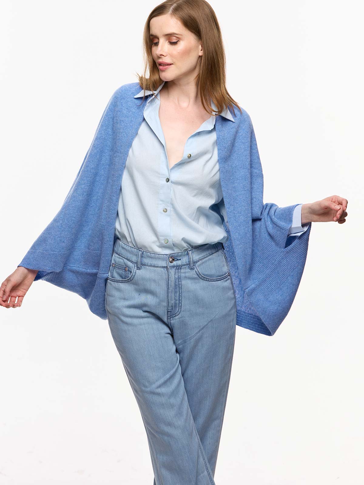 Cornflower Blue Wearable Cashmere Wrap - Image 5