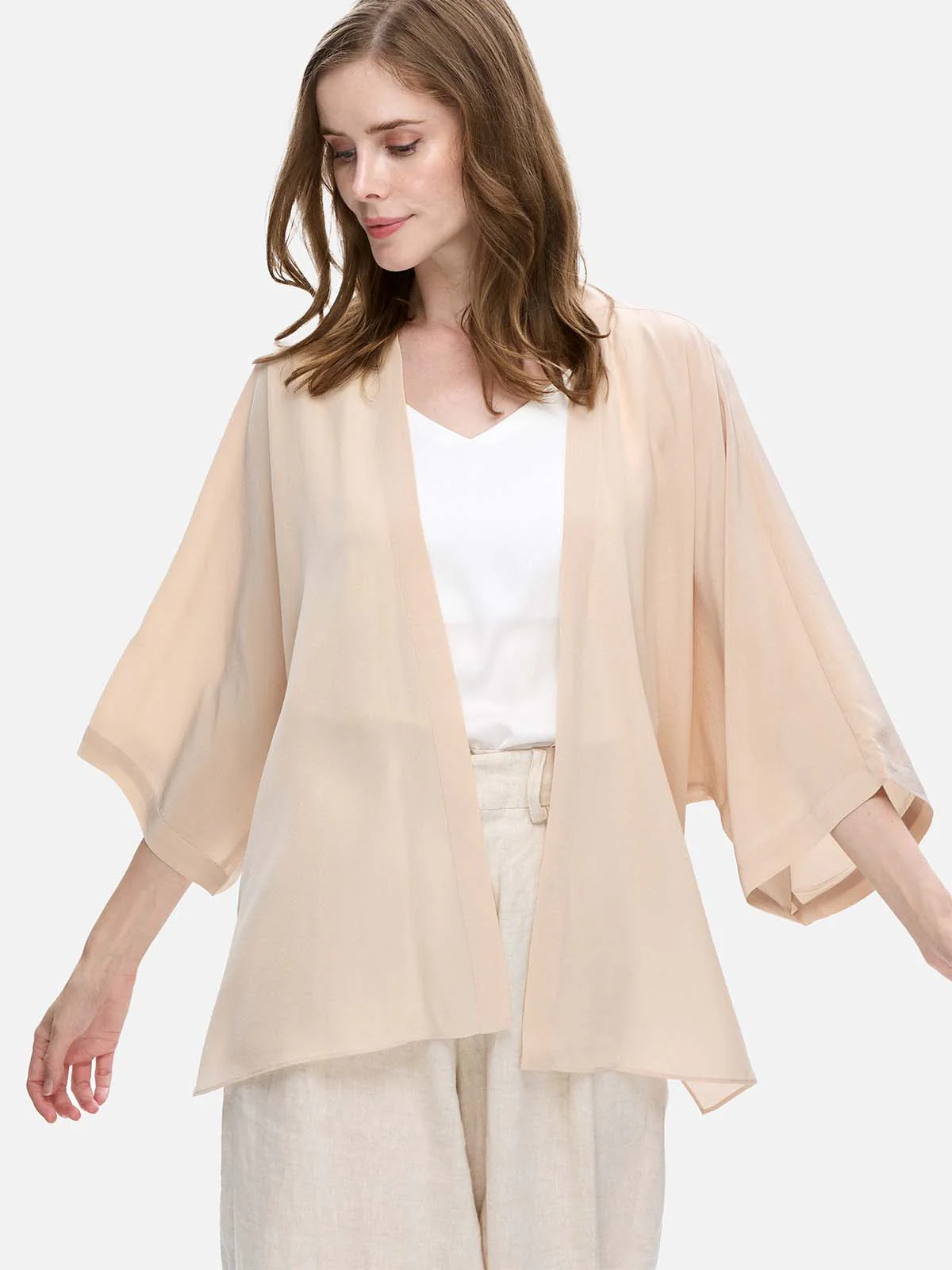 Cream Silk Relax Cardigan - Image 3