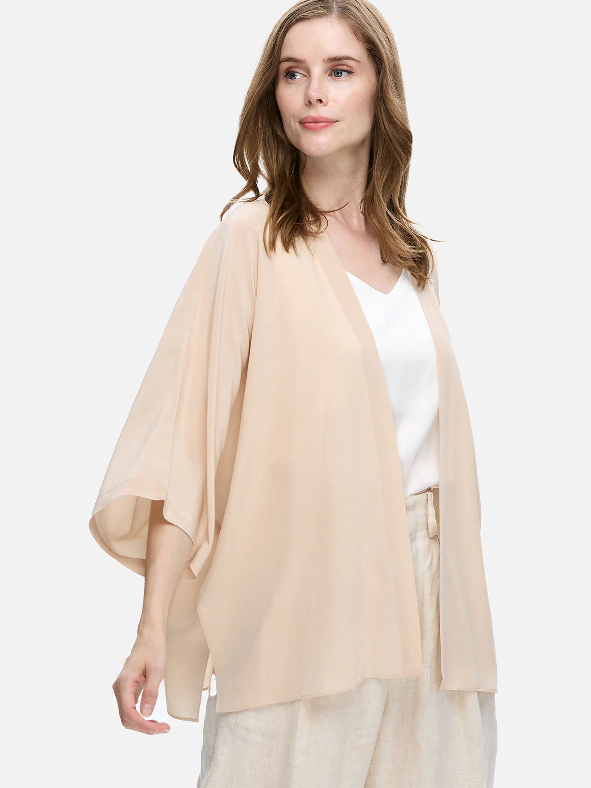 Cream Silk Relax Cardigan - Image 5