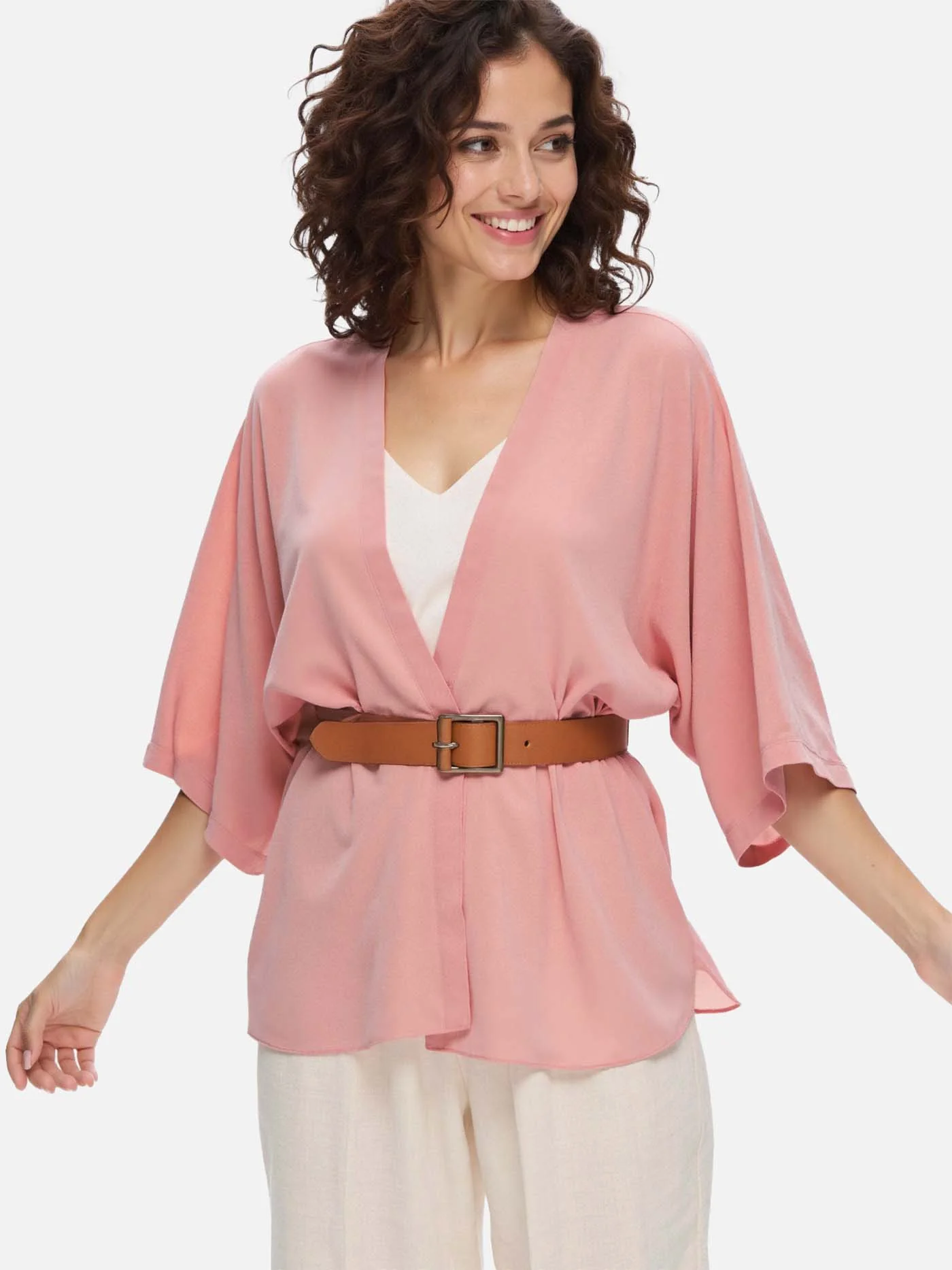 Dusty Rose Silk Relax Cardigan - Image 3