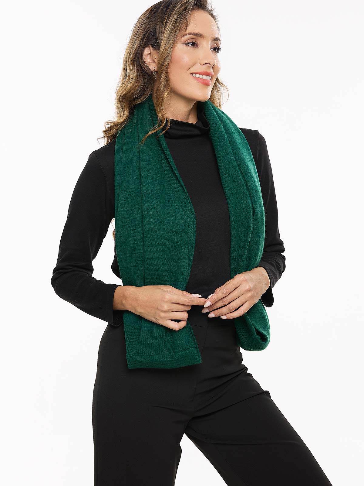 Emerald Green Wearable Cashmere Wrap - Image 3