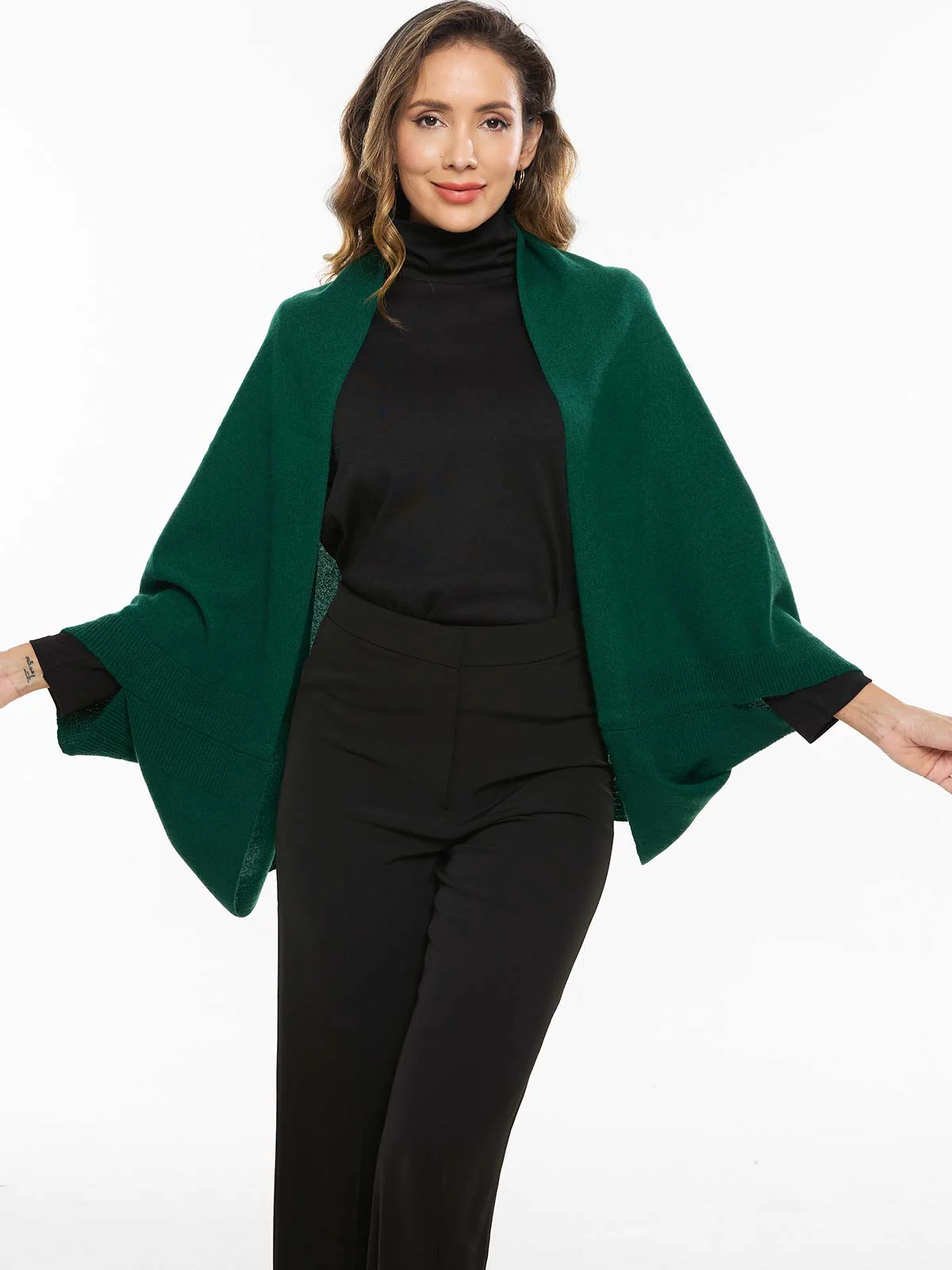 Emerald Green Wearable Cashmere Wrap - Image 5