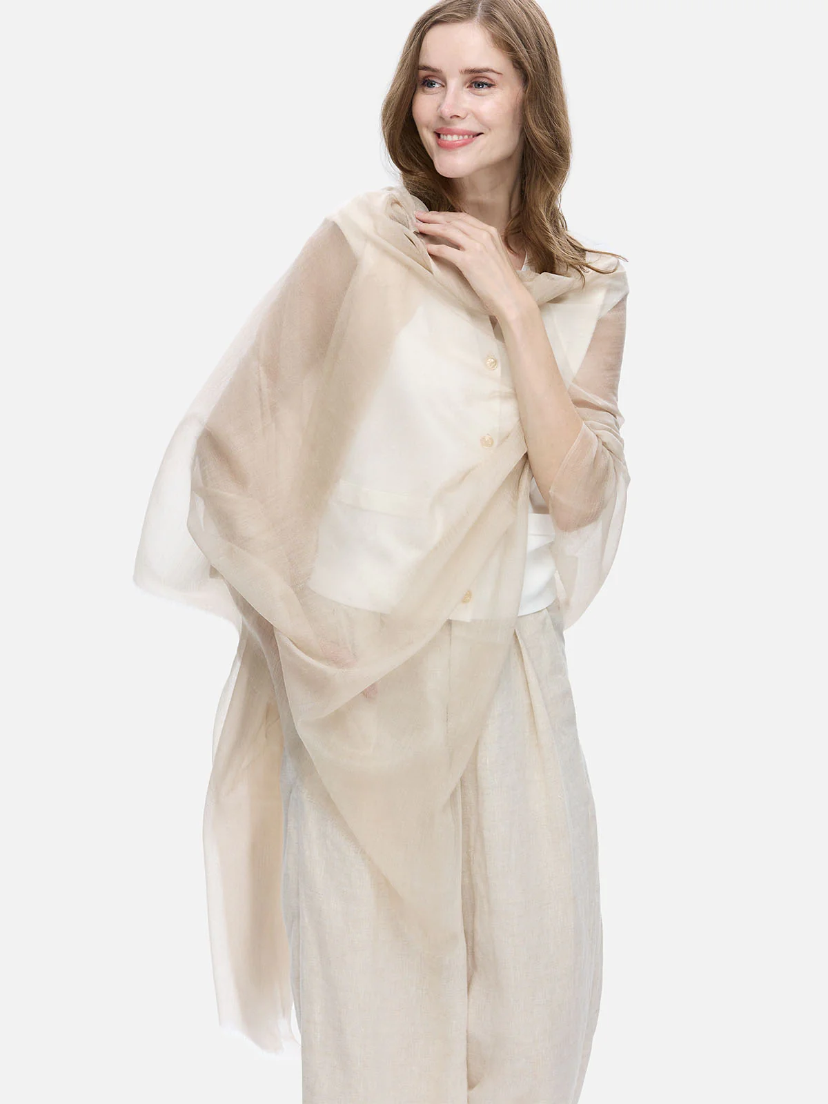 Featherlight Almond Cashmere Scarf - Image 2