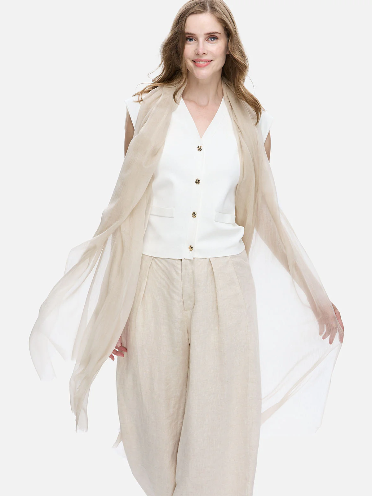 Featherlight Almond Cashmere Scarf - Image 3