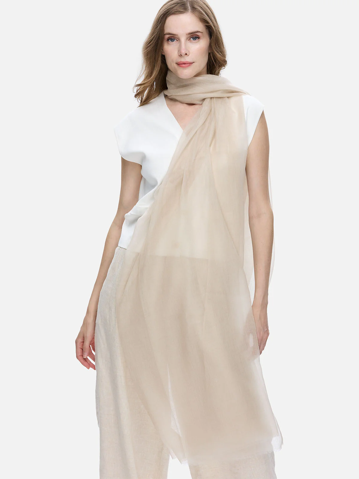 Featherlight Almond Cashmere Scarf - Image 4