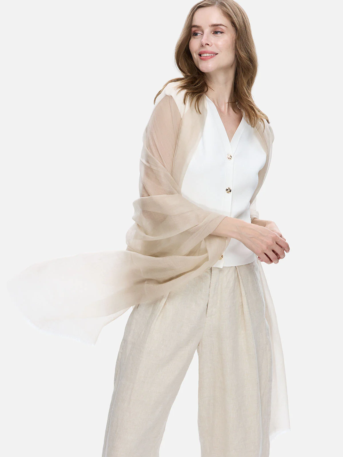 Featherlight Almond Cashmere Scarf - Image 5