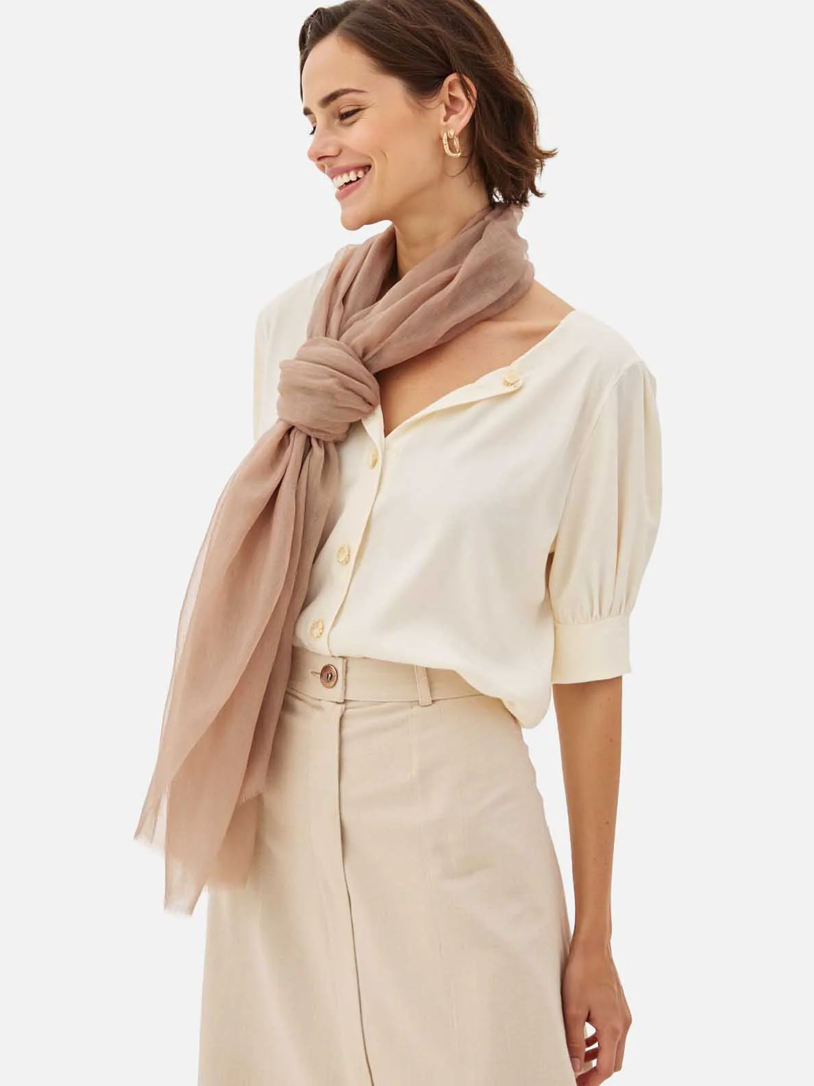Featherlight Camel Cashmere Scarf - Image 6