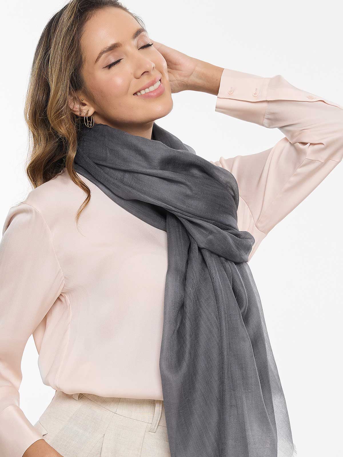 Featherlight Charcoal Gray Cashmere Scarf - Image 3