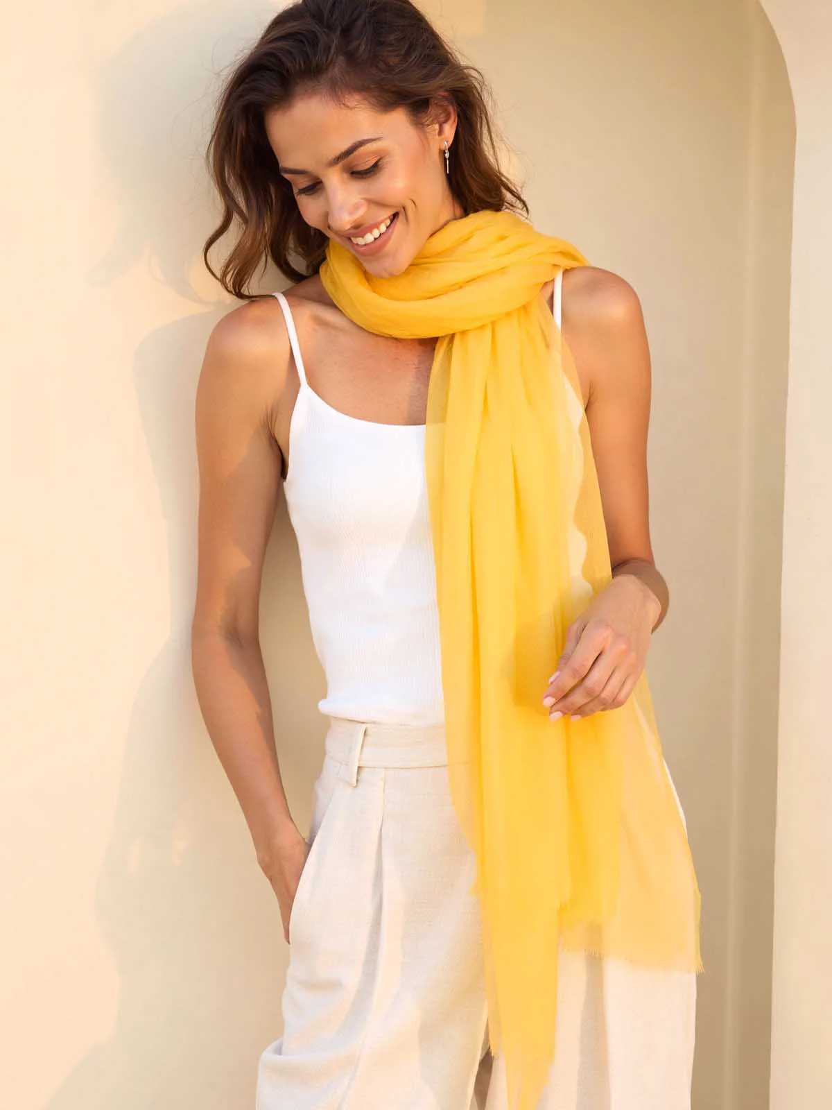 Featherlight Daffodil Cashmere Scarf - Image 3