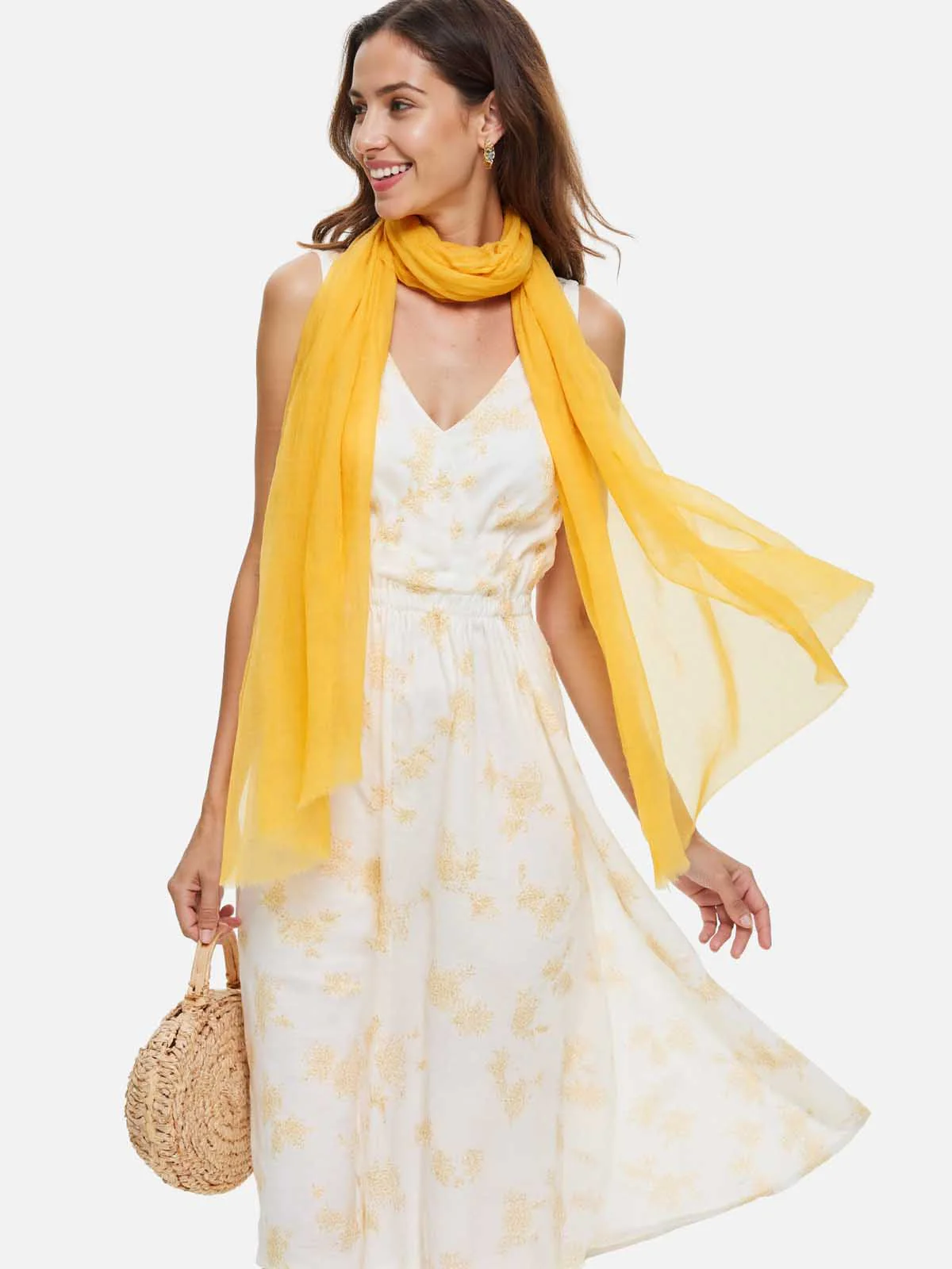 Featherlight Daffodil Cashmere Scarf - Image 6