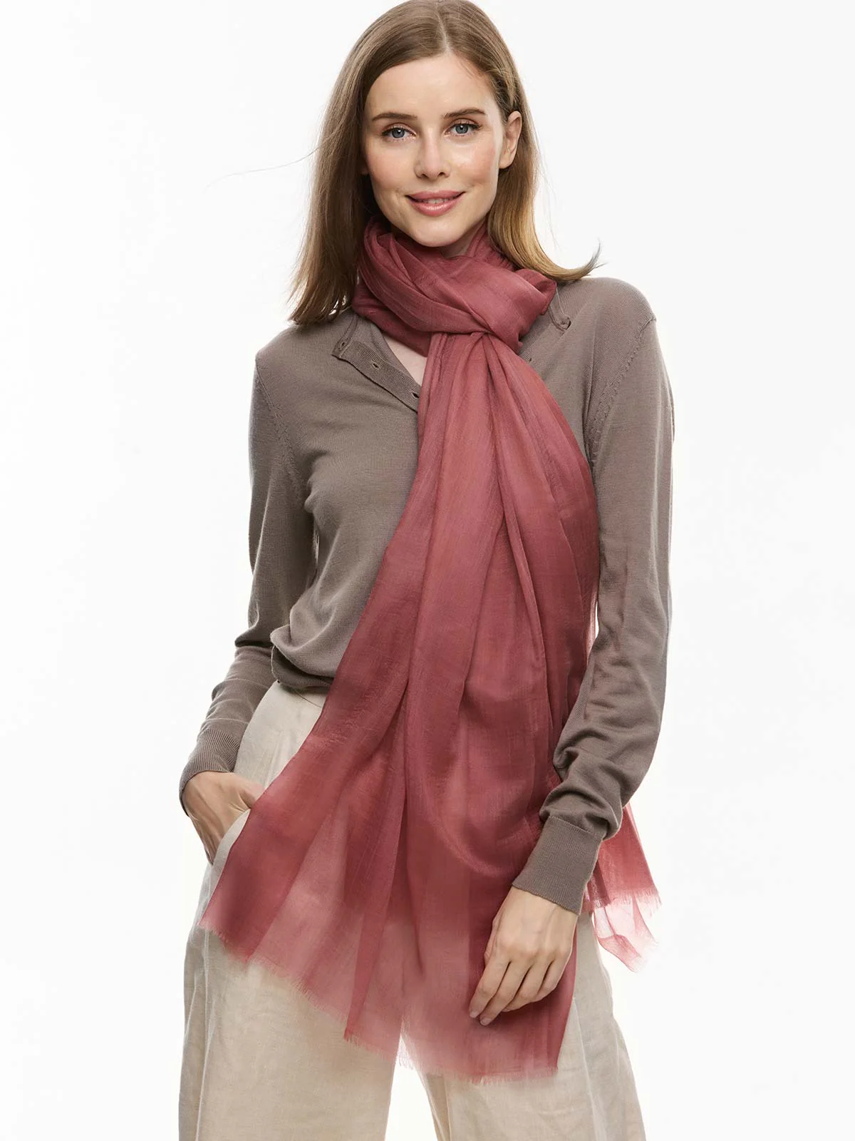Featherlight Desert Rose Cashmere Scarf - Image 3
