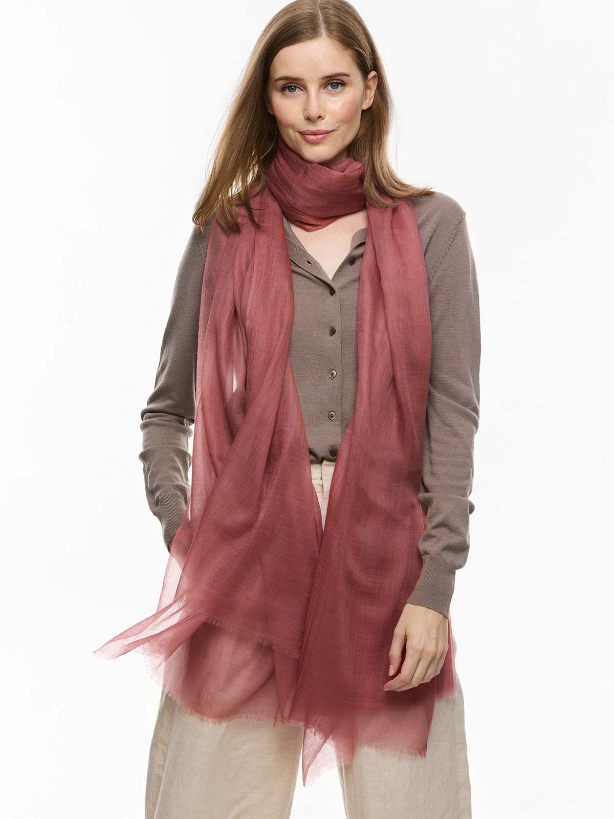 Featherlight Desert Rose Cashmere Scarf - Image 5