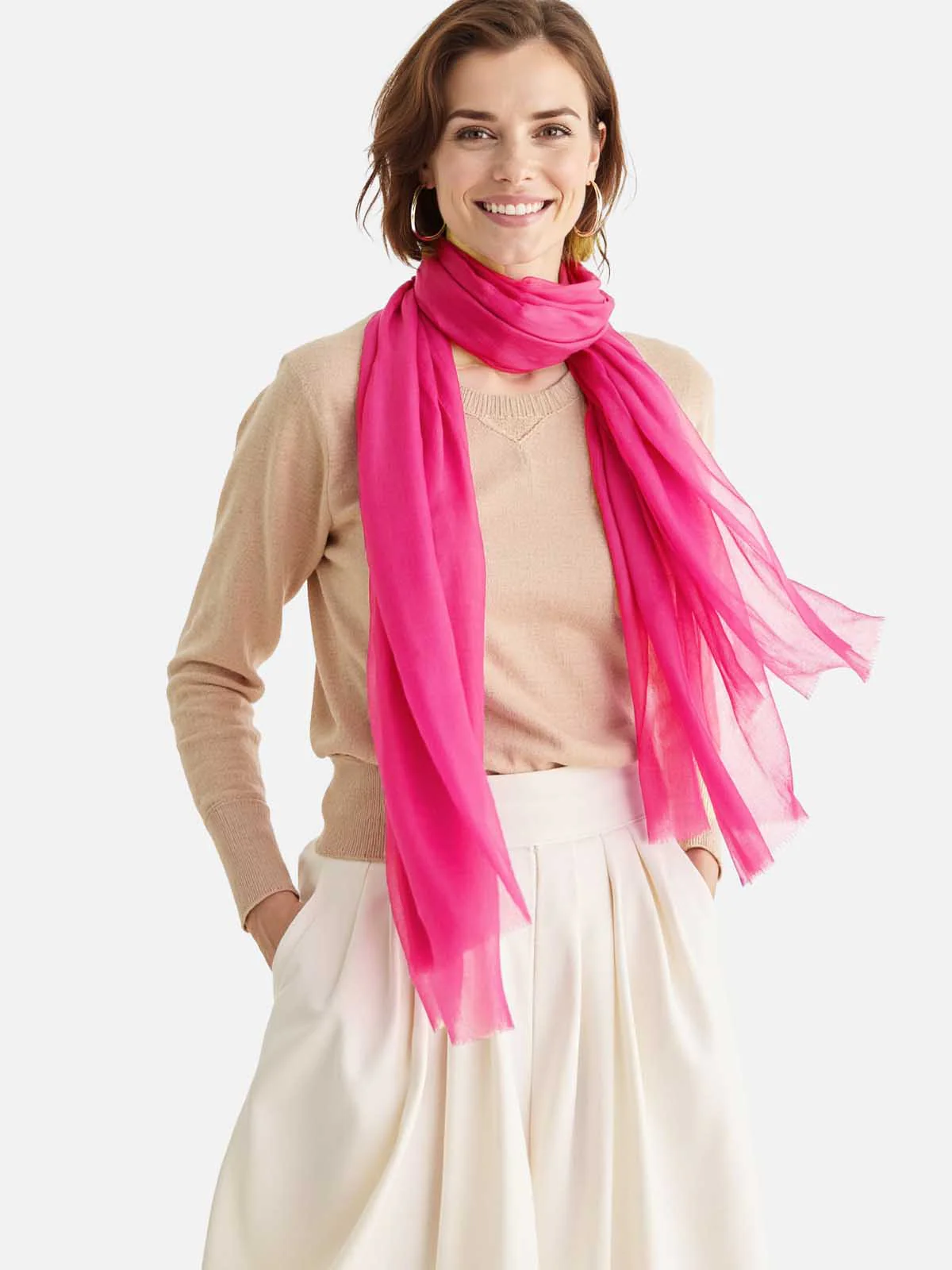 Featherlight Fuchsia Cashmere Scarf - Image 3