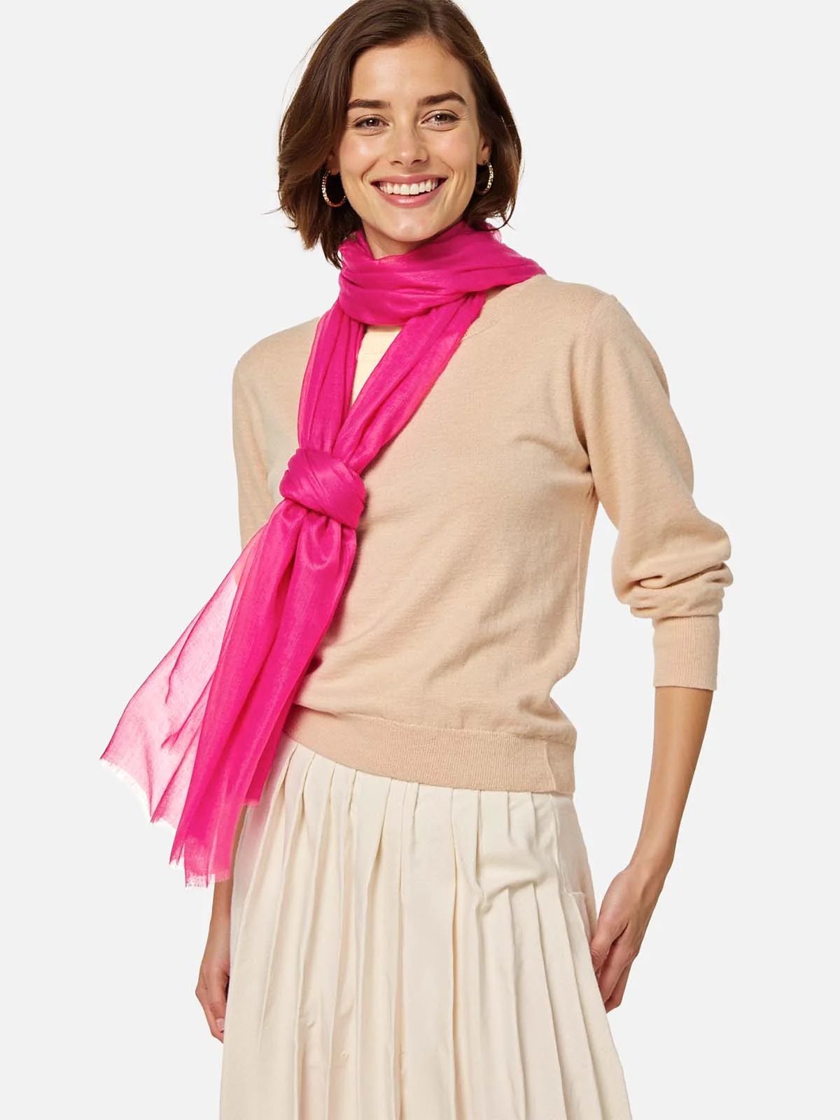 Featherlight Fuchsia Cashmere Scarf - Image 4