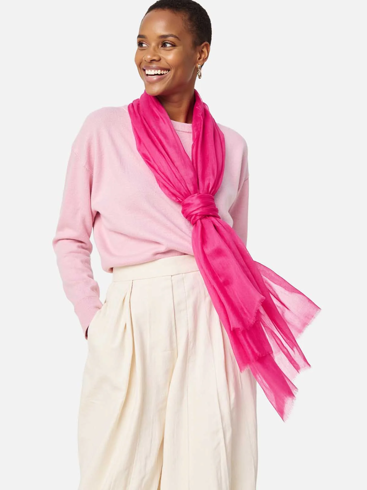 Featherlight Fuchsia Cashmere Scarf - Image 5