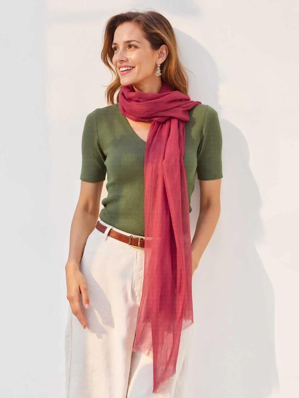 Featherlight Garnet Cashmere Scarf - Image 3