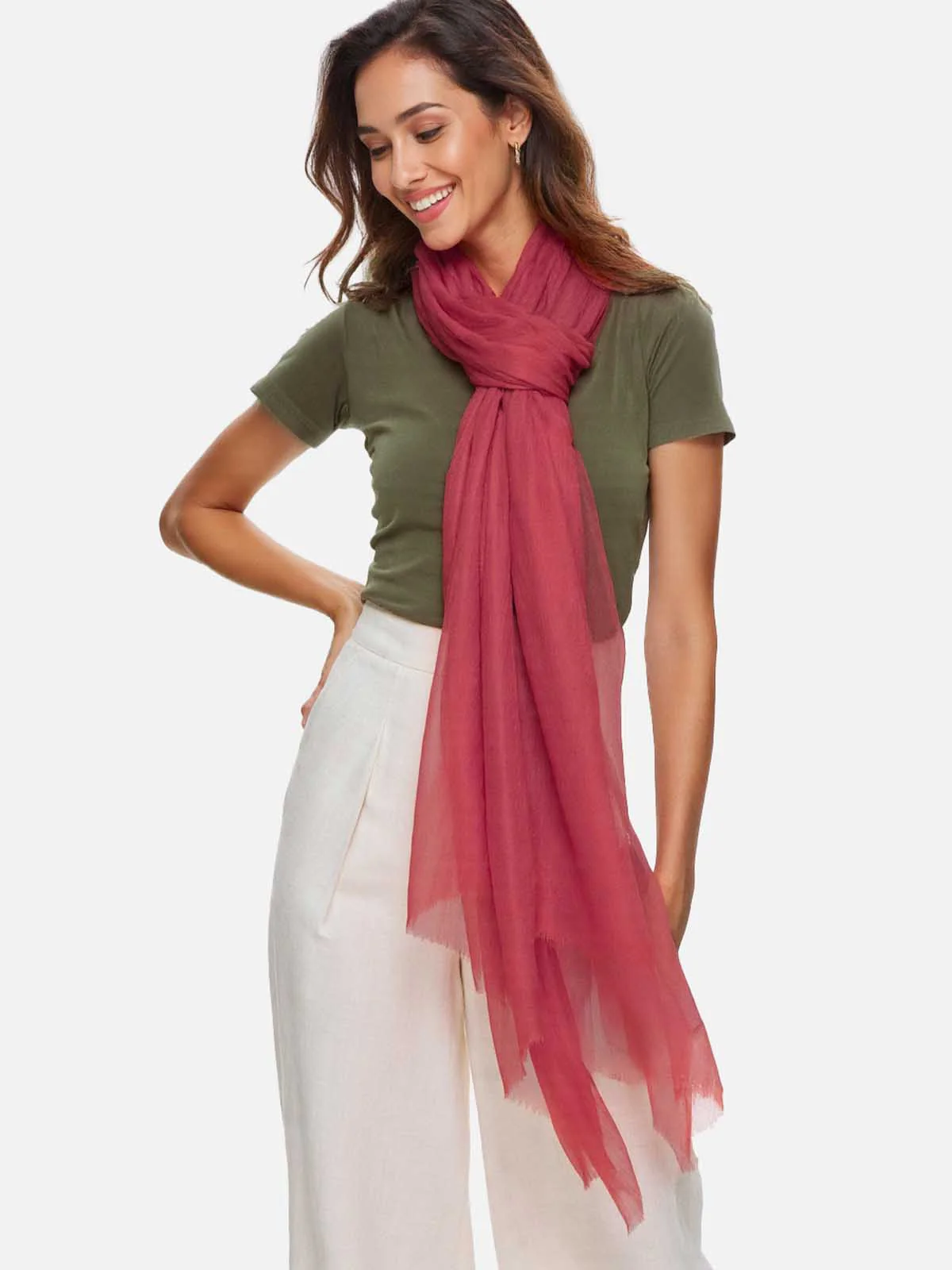 Featherlight Garnet Cashmere Scarf - Image 4