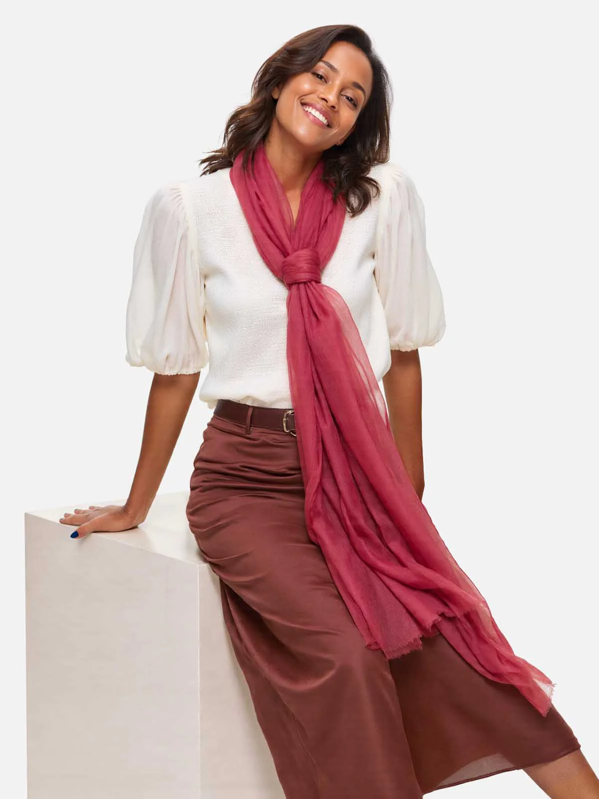 Featherlight Garnet Cashmere Scarf - Image 5